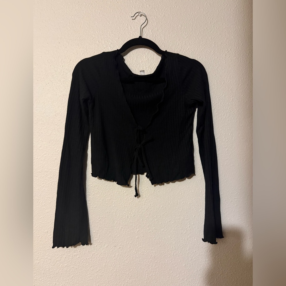 URBAN OUTFITTERS LEILA RIBBED TIE FRONT TOP XS - Picture 2 of 3